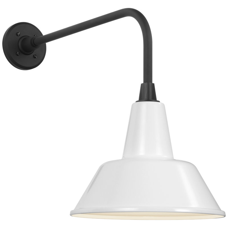 Thomas O'Brien, "Academy 20" Rex Barn Light in Matte Black with 12.5" Green Bowers Shade, 19.5" H x 12.5" W x 26.25" D, White