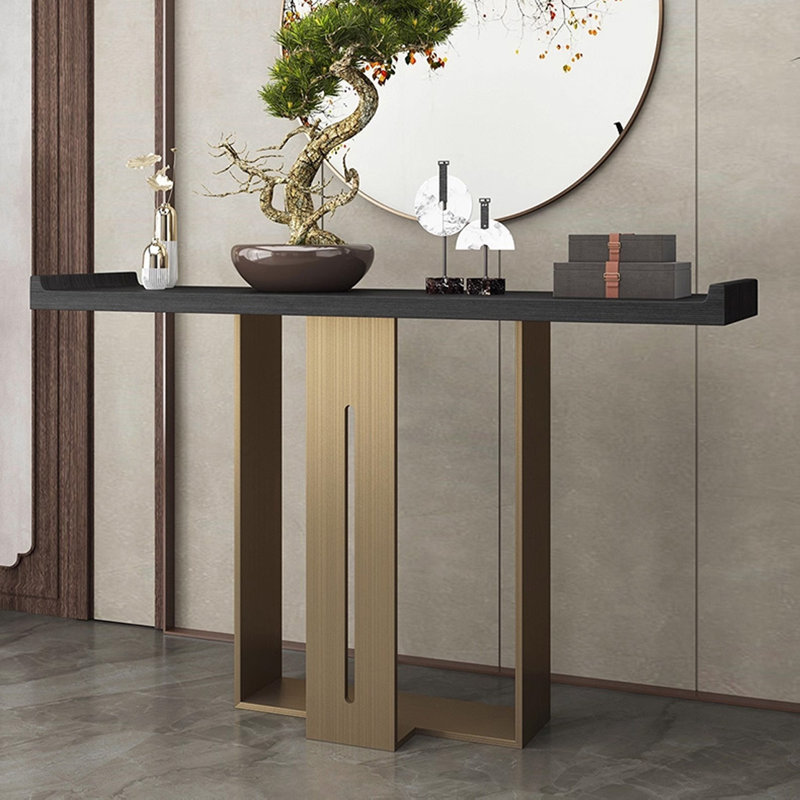 Console de luxe, Noir, H 33,46 po x l 63 po x P 13,78 po, Bronze