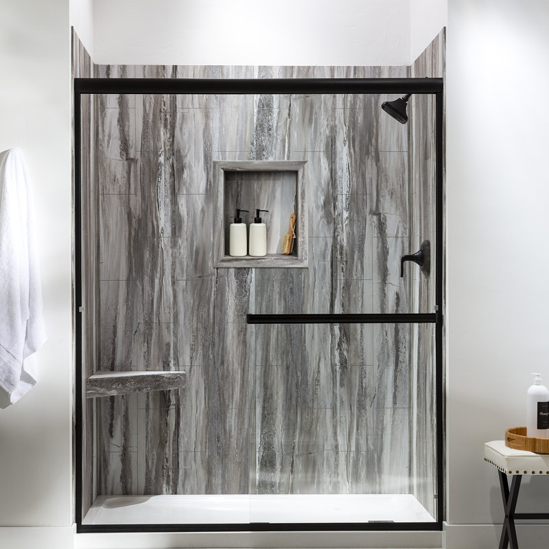 Palisade 17.5 in. x 15.5 in. Vinyl Waterproof Shower Niche Insert, Louvre Granite