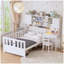 Lit plateforme simple en bois multifonctionnel avec bibliothèque à la tête du lit, bureau intégré et chaise assortie-98394048