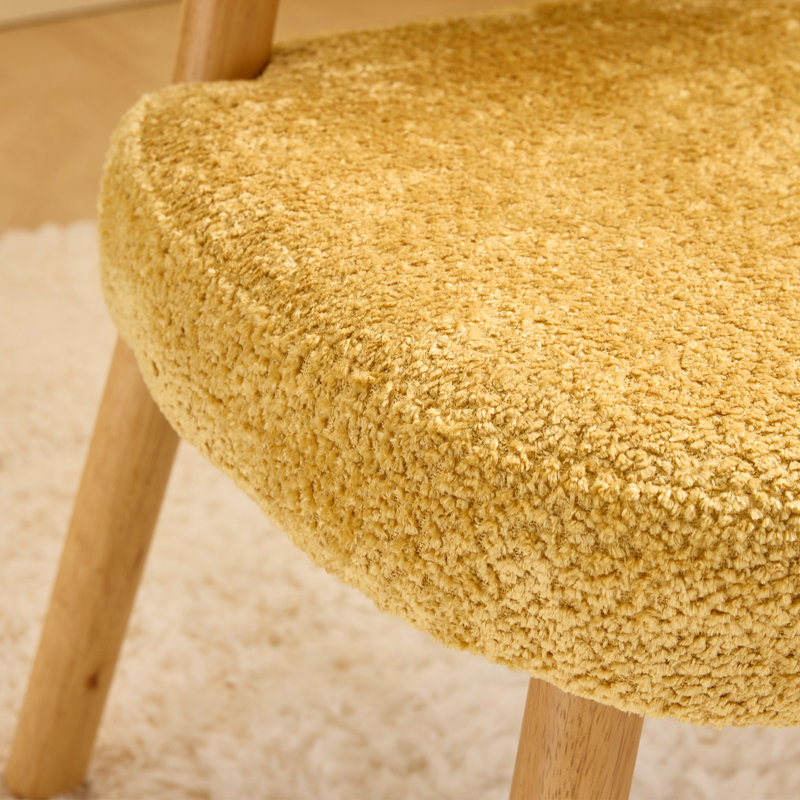Fauteuil d'appoint Cloud Puff Soft avec pieds en bois - Meuble-lavabo moderne, Jaune