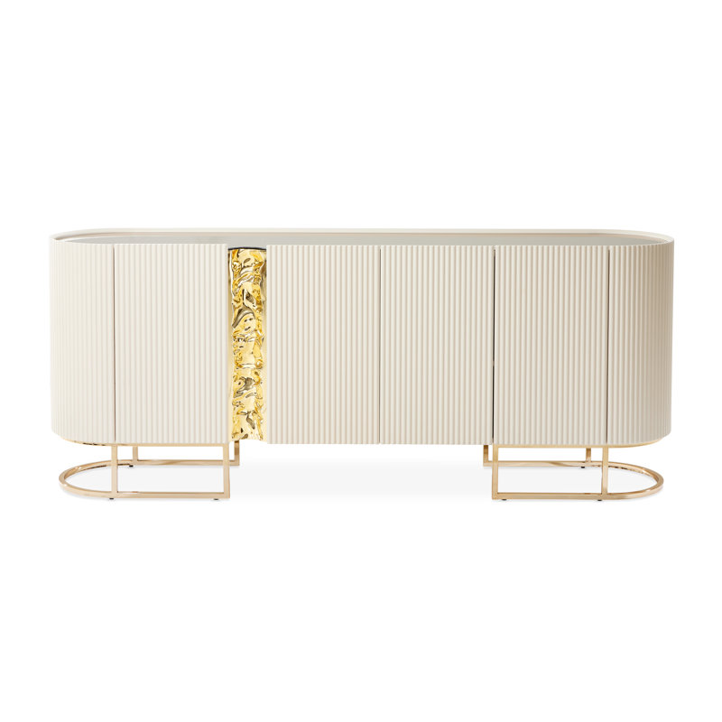 Console Lisbon Reeded - Crème soyeuse matte, Crème