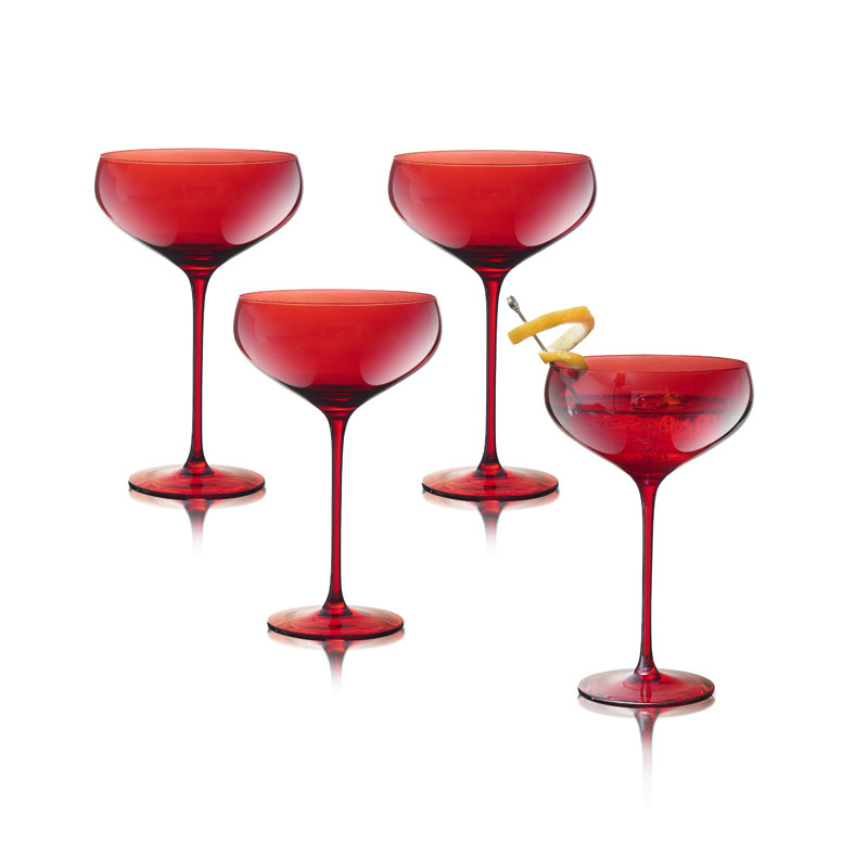 Ivy Bronx Kinleigh 13oz. Red Coupe Glasses