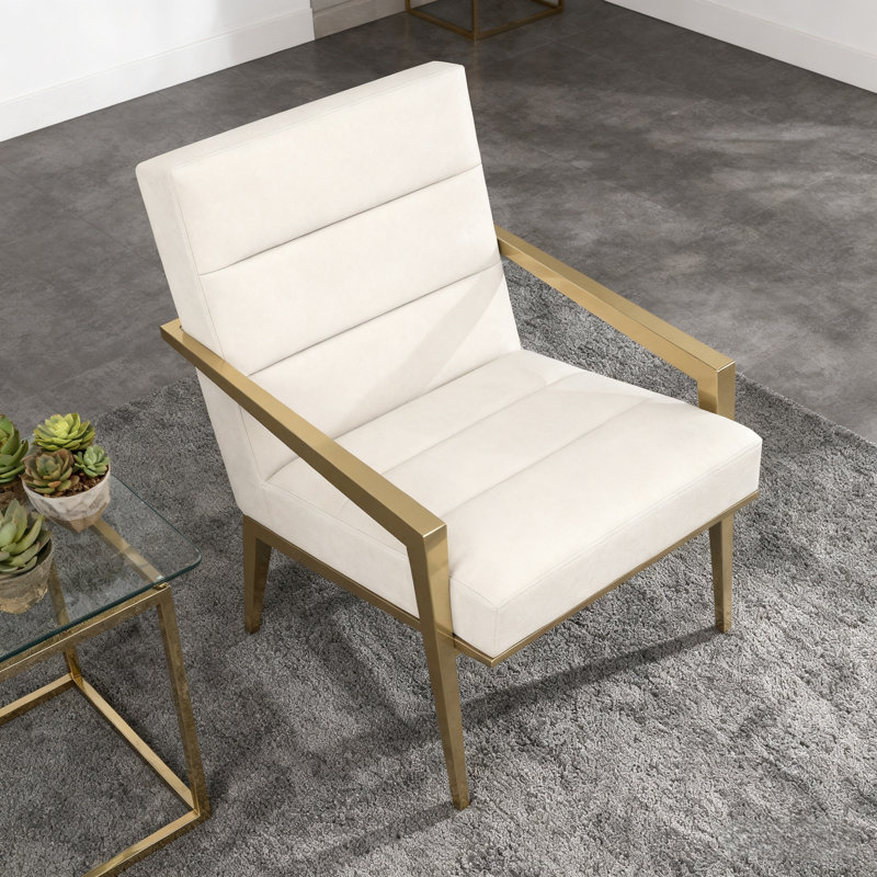 Fauteuil d'appoint rembourré Modern, Crème, crème