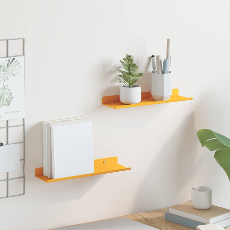 Steel Floating Shelf, Mustard Yellow