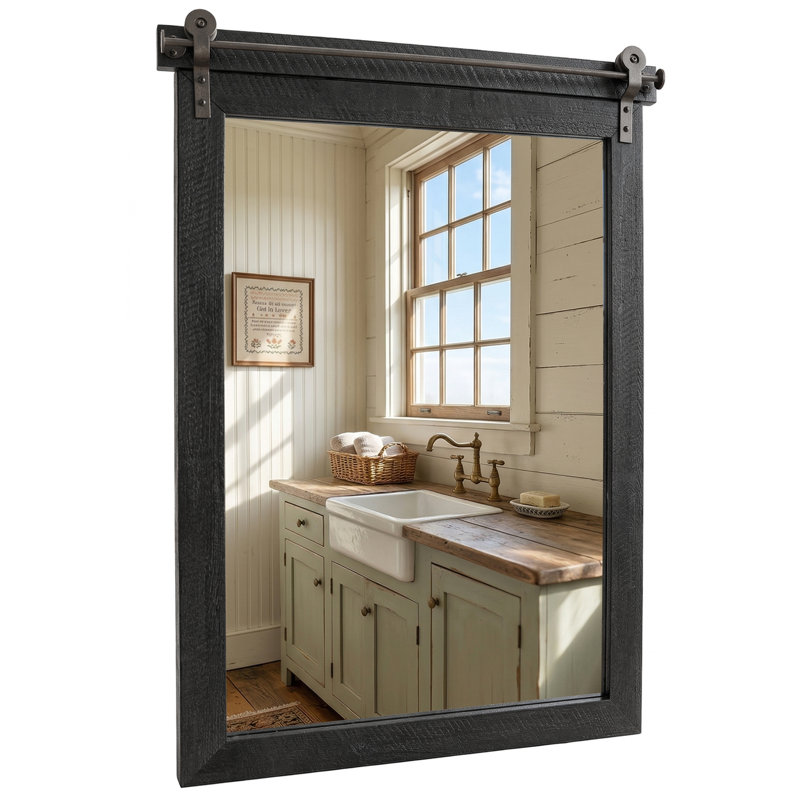 Miroir mural Farmhouse, Noir carbonisé, 36"×24.8"