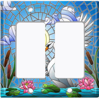 Plaque murale 2 bandes Dove Tile Sun Lake Flowers