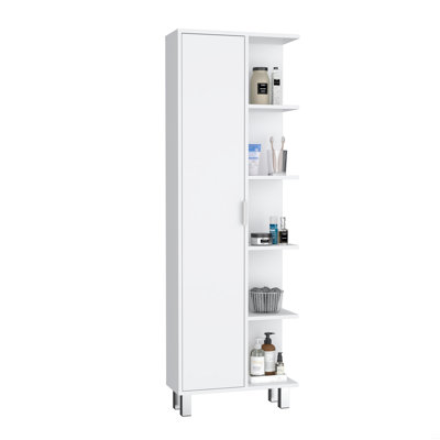 Linen Cabinet 63" H, With 1 Door And 9 Shelves