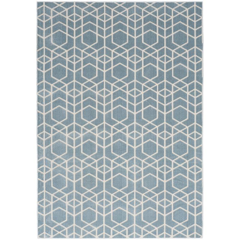 Washable Charm 6' x 9' Blue Ivory Modern Indoor Rug, Rectangle 6' x 9'