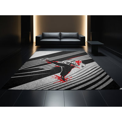 Tapis noir moelleux et moelleux à motif de taekwondo Kick Sleek & Chic