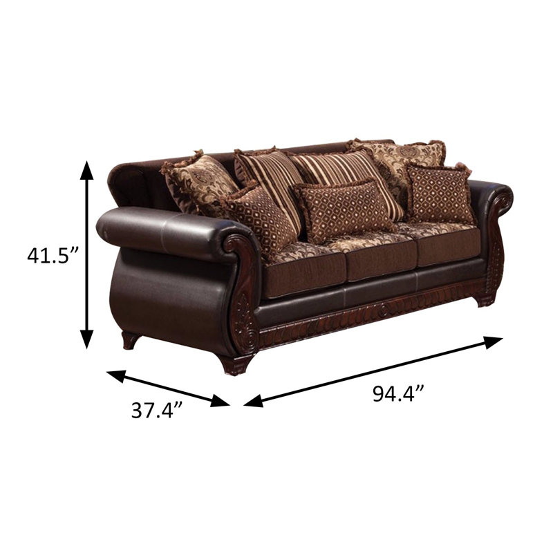 Canapé traditionnel 94,4 po, brun foncé, Marron foncé