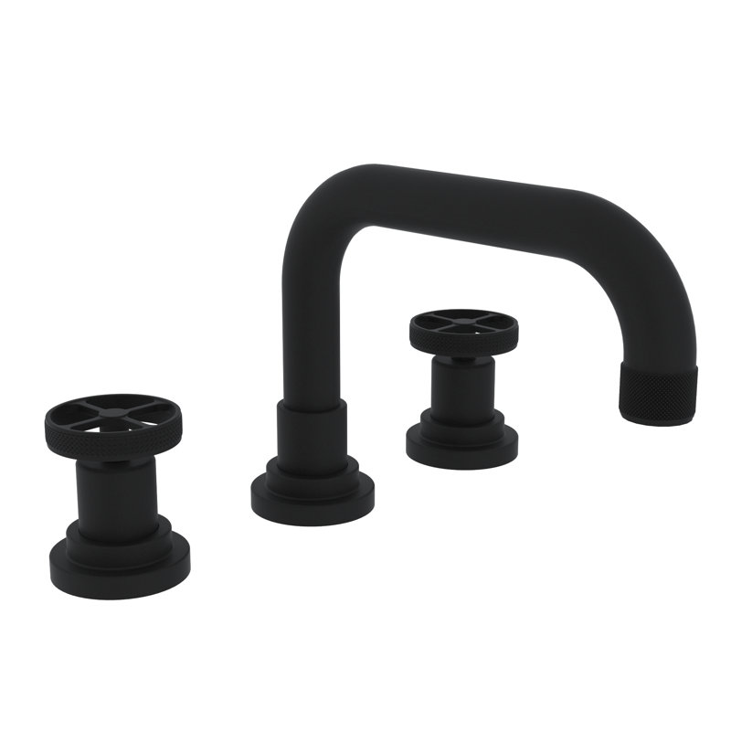 Campo™ Widespread Bathroom Faucet with Drain Assembly, Matte Black, Wheel Handle