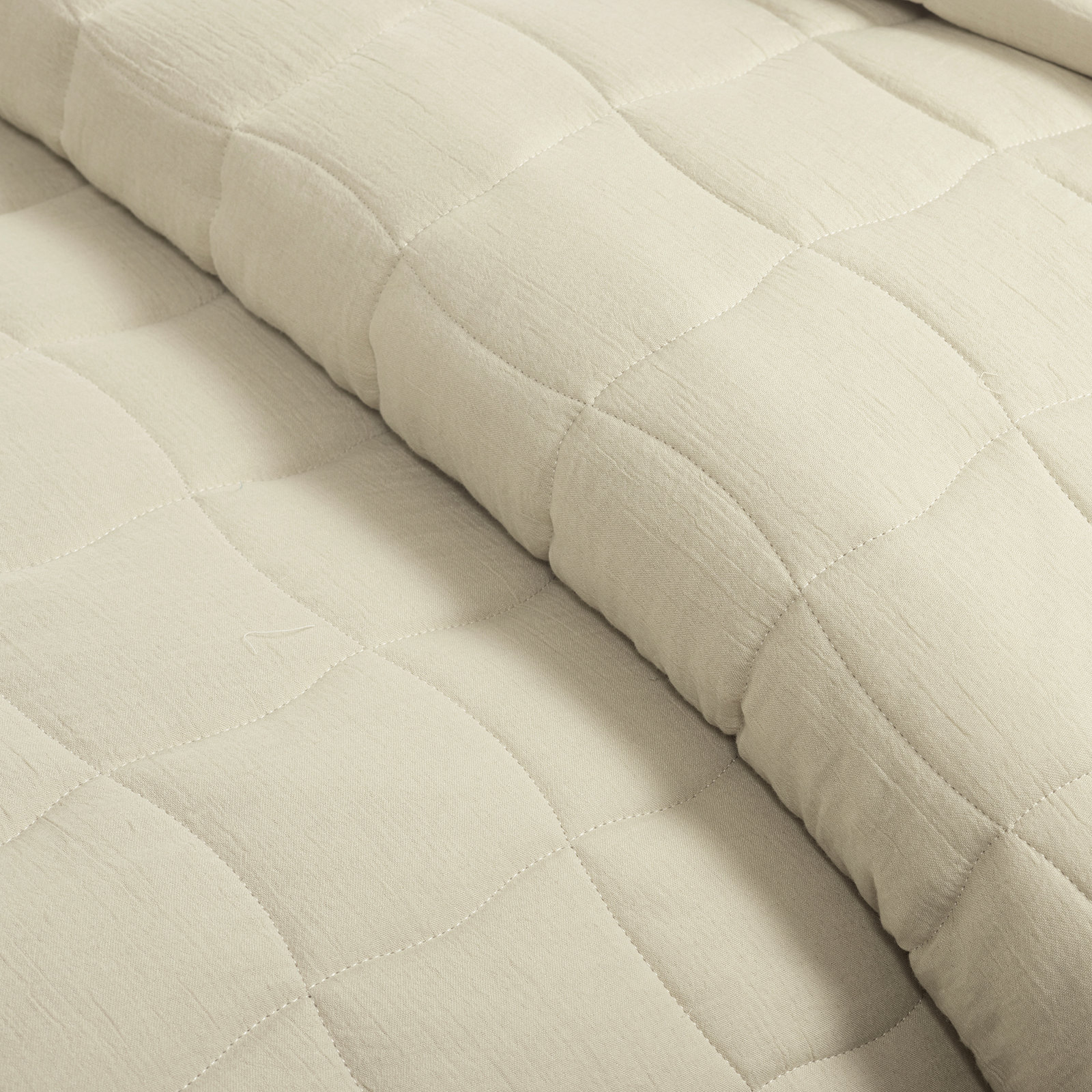 Gauze Quilt Set, King Quilt + 2 King Shams, Beige