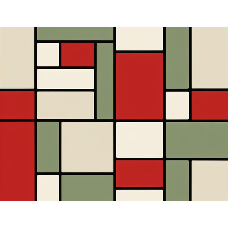 Jeté Mondrian, L 60 po x L 80 po, Vert/rouge