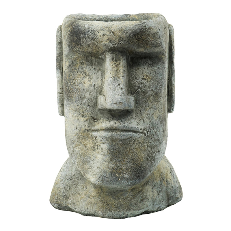 Jardinière inspirée de l'île de Pâques, 9 pouces, ciment gris, petits à moyens Asters, décor enchanteur pour la maison lavande, accent agréable
