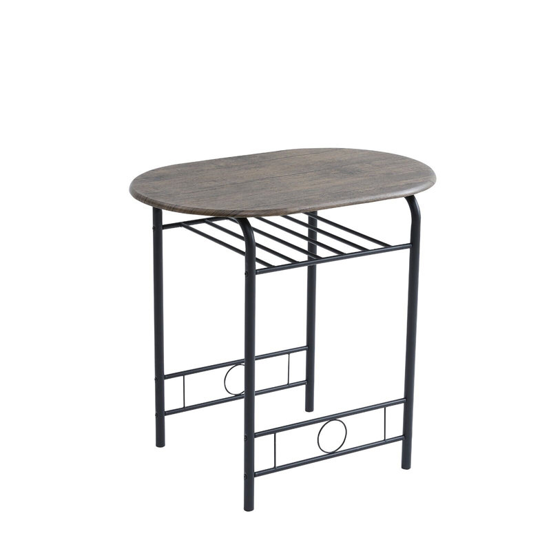 Leund 2 - Person Dining Set, Distressed Gray, Black, Distressed Grey