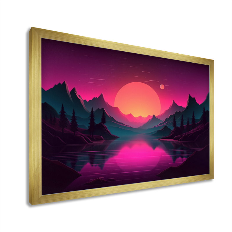 «Pink Nebular Wonderland III», reproduction, H 16 po x l 32 po x P 1 po, Encadrement doré