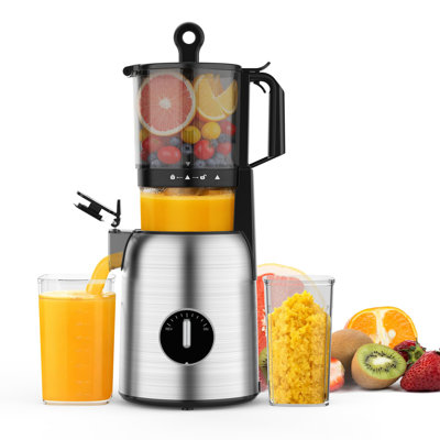 300W Cold Press Juicer: 5.4" Wide Chute, Slow Masticating, Reverse Function, Stainless Steel - Easy Clean Fruit/Veg Juice Maker