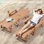 Chaise longue inclinable d'extérieur, réglable en 6 positions, brune, résistante aux intempéries, avec porte-gobelet