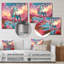 Licorne blanche magique dans une fleur rose, terre magique - licornes, art mural, salon-394773382-394773386