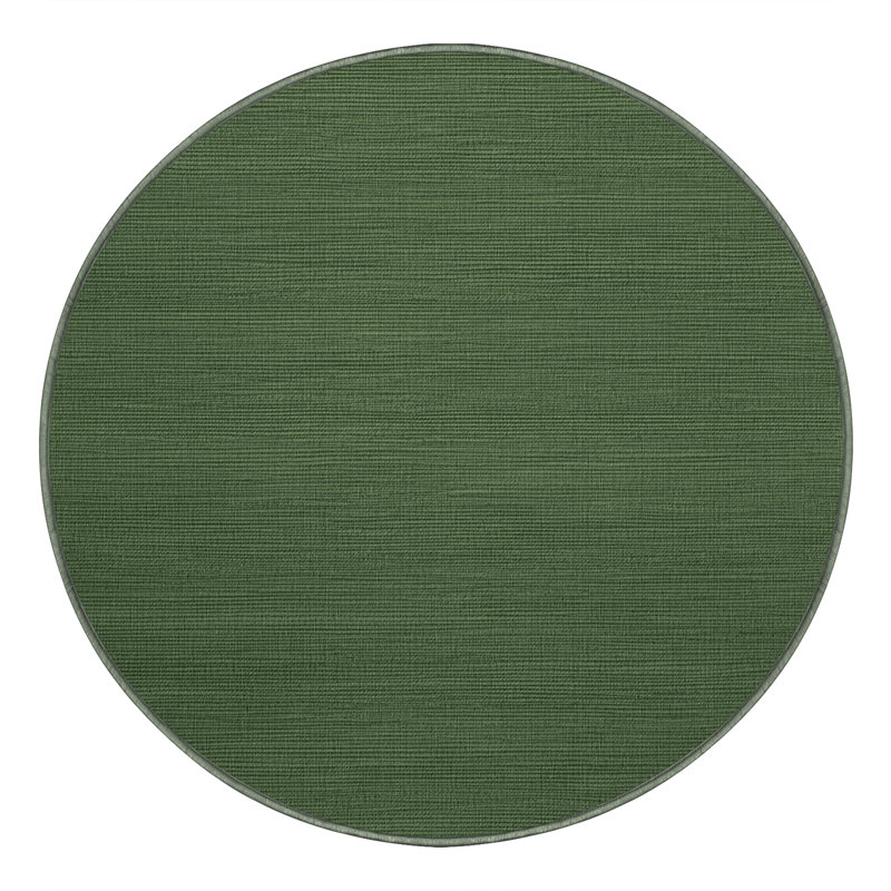 Machine Washable Solid Green Area Rug, Round 6'