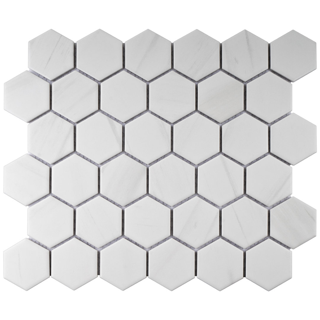 Porcetile 2" X 2" Porcelain Honeycomb Mosaic Wall & Floor Tile Supreme Tile
