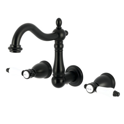 Kingston Brass Bel-Air Double-Handle 3-Hole Wall Mount Bathroom Faucet