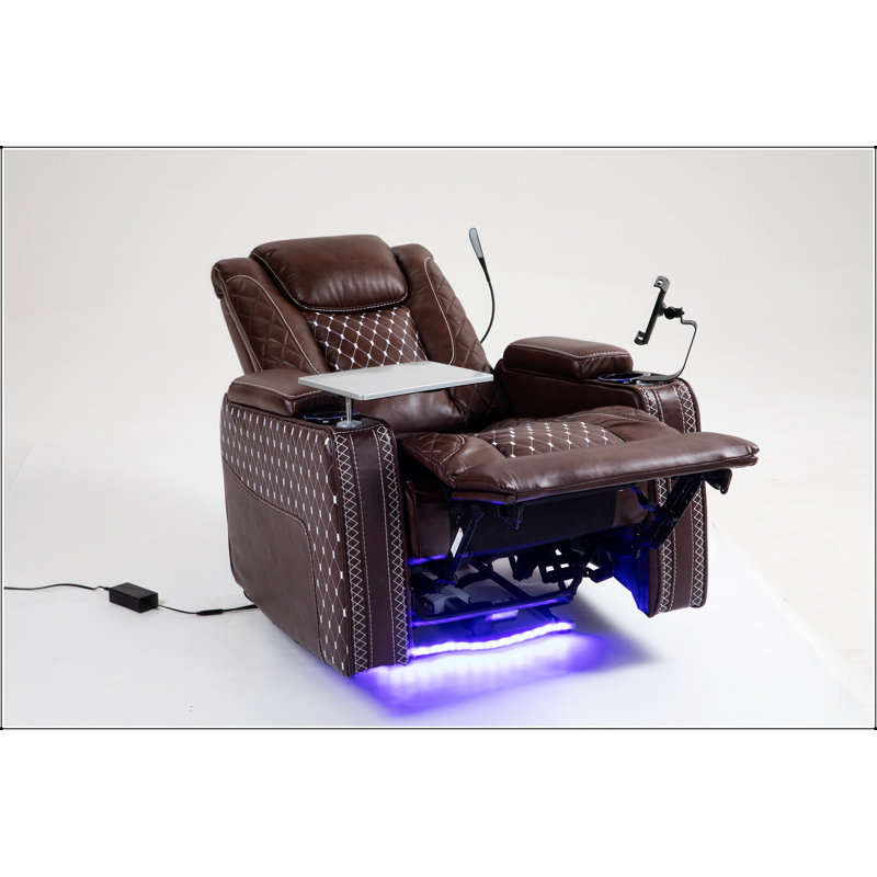 Power Zero Gravity Recliner with Multifunctional Features - Storage Armrest & Cup Holder - Laptop Table & Phone Holder- Reading Light & LED - Infinite Position Recline for Living Room & Office