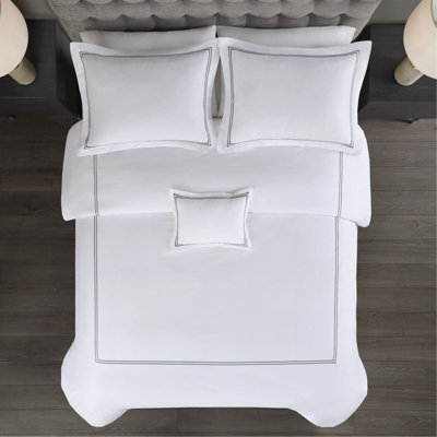Full/Queen 100% Cotton Sateen Embroidered Comforter Set