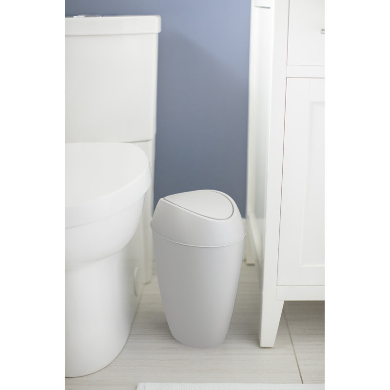 Plastic Swing Top Waste Basket - 2.2 Gallons, Metallic White