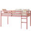 Lit mezzanine simple rose avec bois d'hévéa massif, 13 lattes renforcées, hauteur basse pour la stabilité et lit à lattes en bois avec plan de chambre à coucher-2027900822