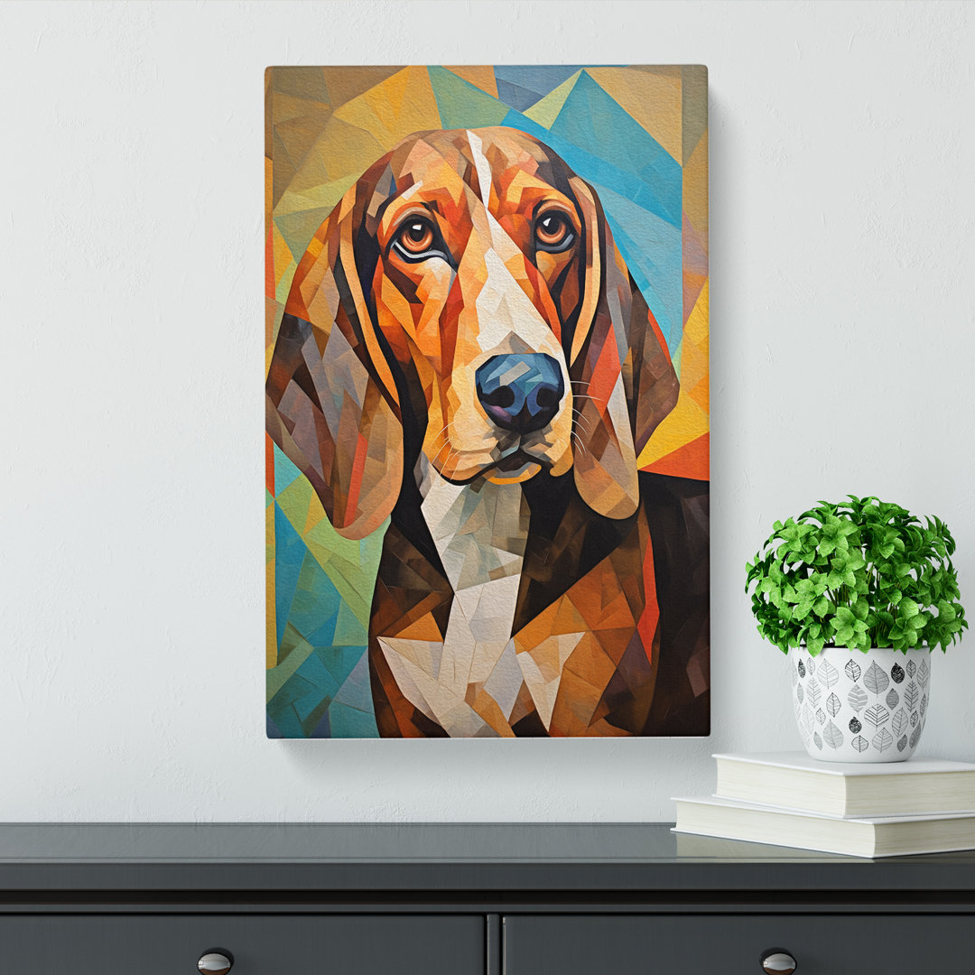 Basset Hound Cubism - Wrapped Canvas