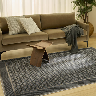 Tapis art déco noir taupe 6 pi x 9 pi Lune