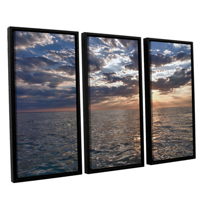 Lake Erie Sunset I by Dan Wilson 3 Piece Framed Photographic Print on Canvas Set -  ArtWall, 0wil009c3654f