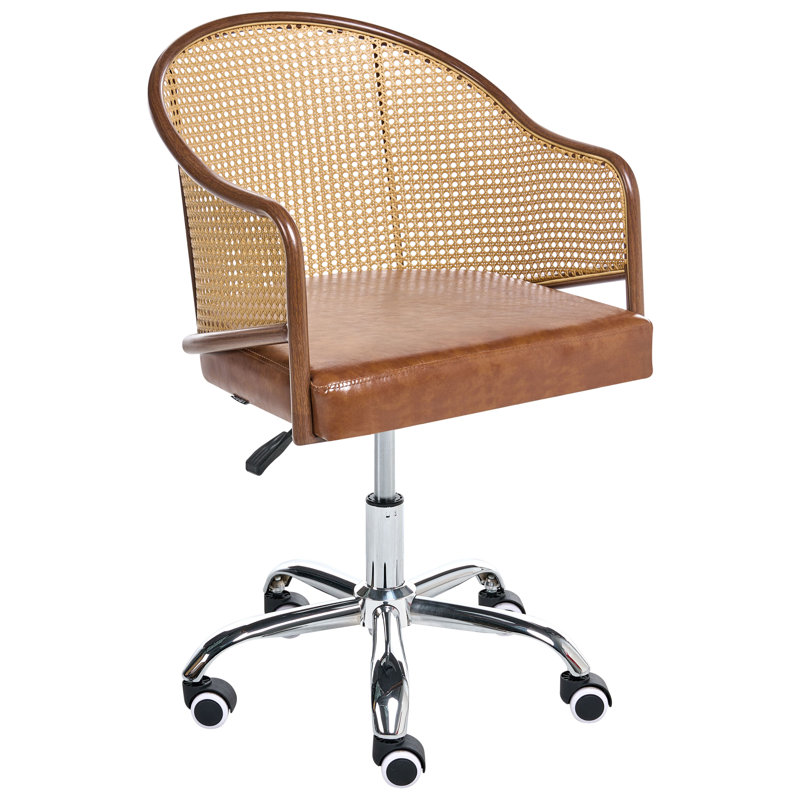 Desk Chair REDDING Faux Leather, Brown
