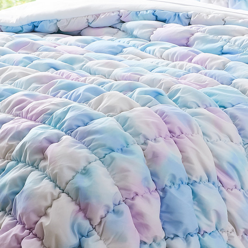 Puff Comforter Set, Queen Comforter + 2 Standard Shams, Rainbow
