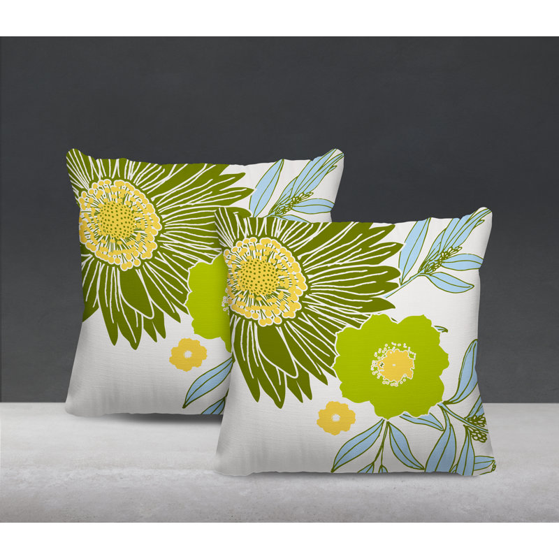 Housse et insert de coussin décoratif intérieur / extérieur en mélange de polyester, L 17 po x H 17 po, Chartreuse