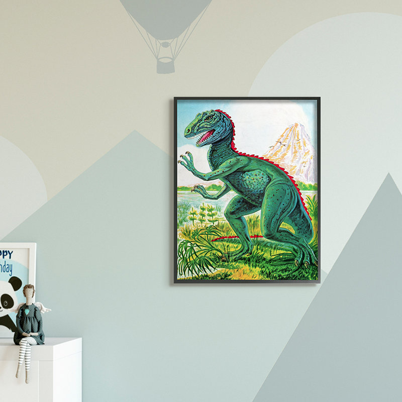 «Ralon Dinosaur Field Art», H 30 po x l 24 po, Giclée encadrée noir minuit