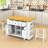 Kitchen Island Set with 2 Bar Stools, Integrated Power Outlets and Expandable Storage-554535753