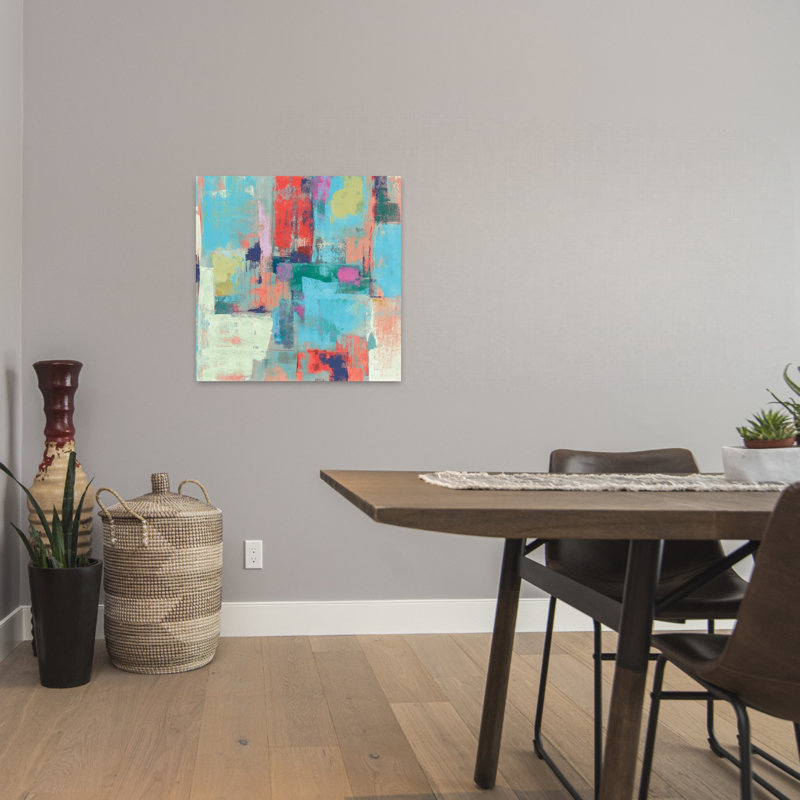Récolte contemporaine aux reflets lumineux avec art abstrait bleu, H 24 po x l 24 po