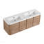 Meuble-lavabo mural 60 po avec lavabo en résine blanche et 4 portes à fermeture douce, emballage Kd, contreplaqué, chêne imitation 60 po