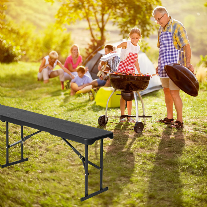 Calcedonio Outdoor Bench, 43cm H x 28cm W x 180cm D, Black