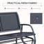 Banc à bascule d'extérieur 2 places, chaise berçante double pour patio avec structure en acier durable pour jardin et terrasse, noir