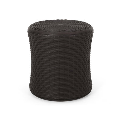 Table d'extérieur Lifo, rangement caché, 19 po, polypropylène tissé brun