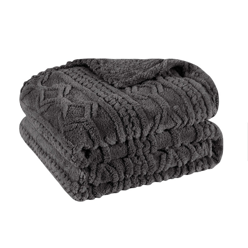 Literie moelleuse Boho, Gris anthracite, Jeté XL