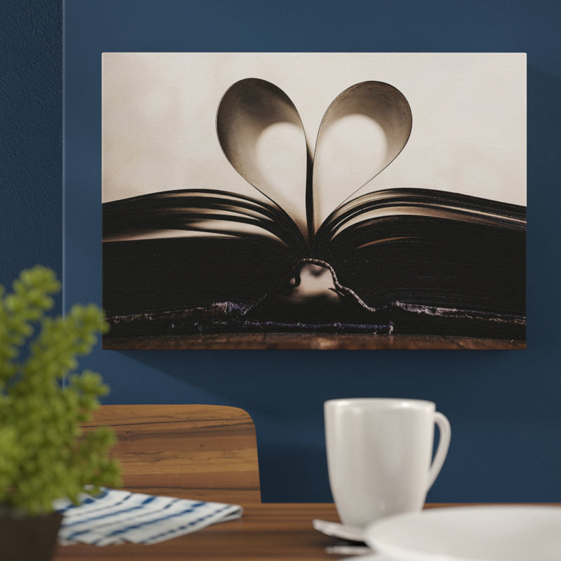 Paper Book Love Heart - Wrapped Canvas, 40cm H x 60cm W