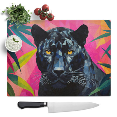 Panther Geometric No.2  Glass Chopping Board