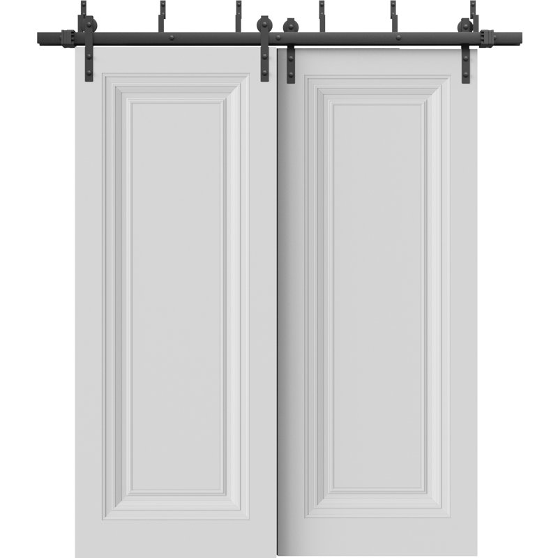Portes coulissantes de grange coulissantes pour garde-robe | Essentiel 1111 blanc | Ensemble de quincaillerie Rails | Portes de garde-robe de chambre en bois massif
