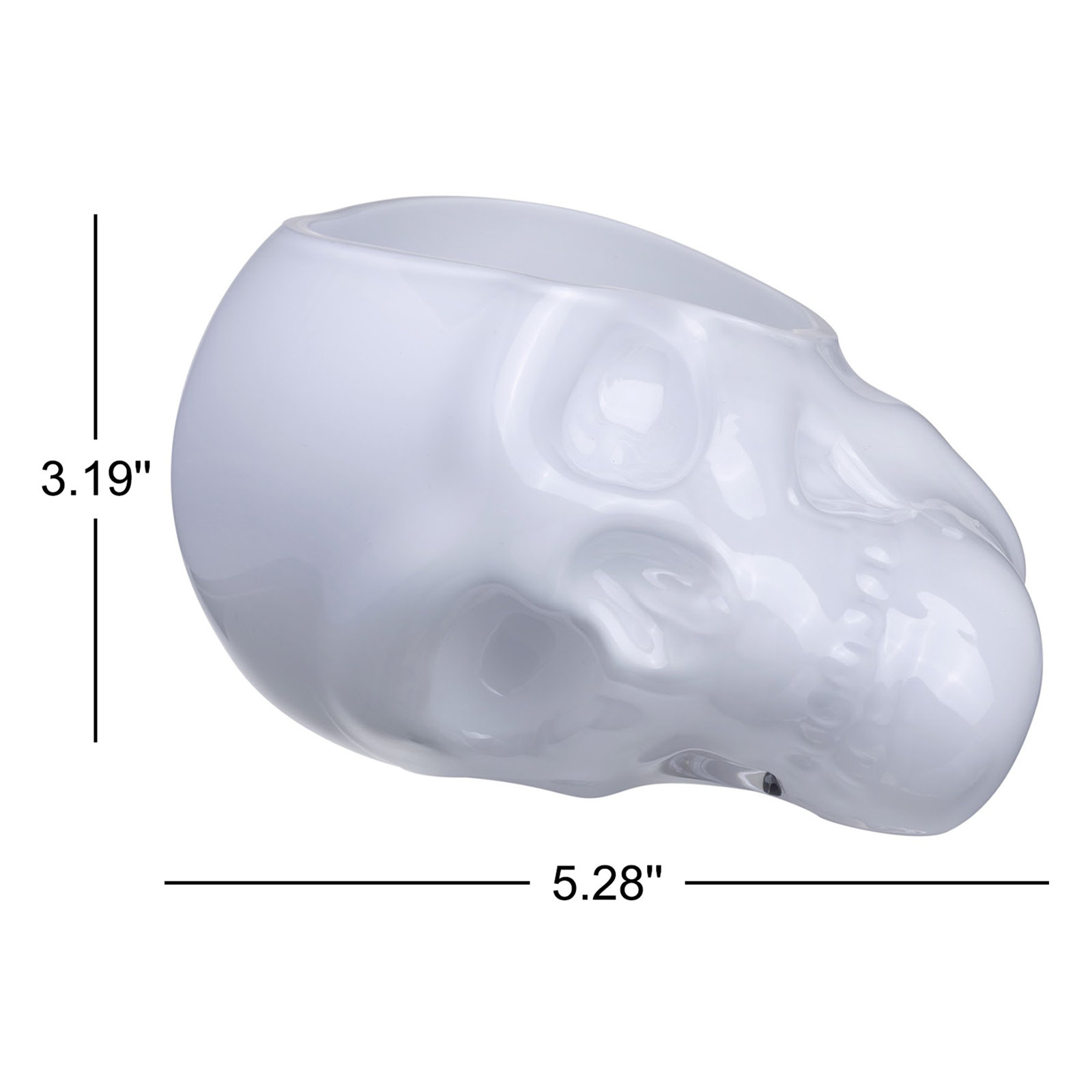 Memento Mori Handmade Lead Free Crystal Decorative Bowl 1, 3.19" H x 5.28" W x 5.12" D, Opal White
