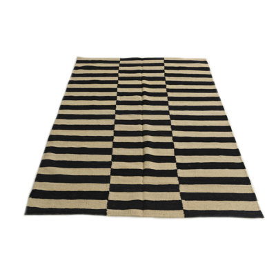 Tapis ivoire moderne 4 x 6 kilim